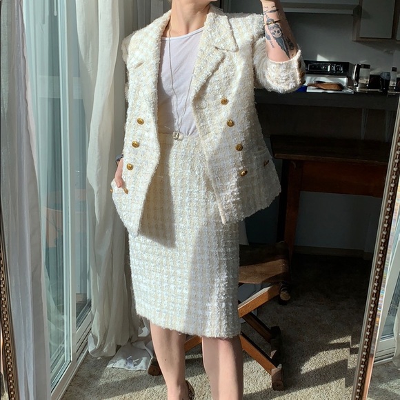 Escada Dresses & Skirts - ESCADA Vintage Rich Cream & Champagne Tweed